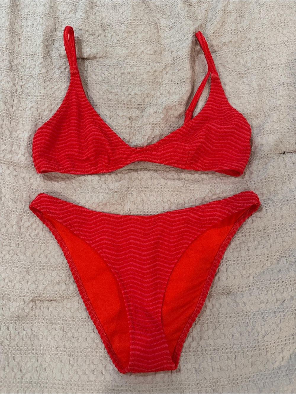 triangl swimwear Red Textured Two-Piece Bikini